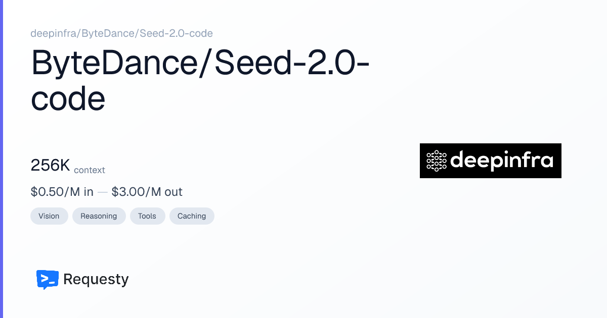 DeepInfra Inc. ByteDance/Seed-2.0-code API Pricing & Cost: Context ...
